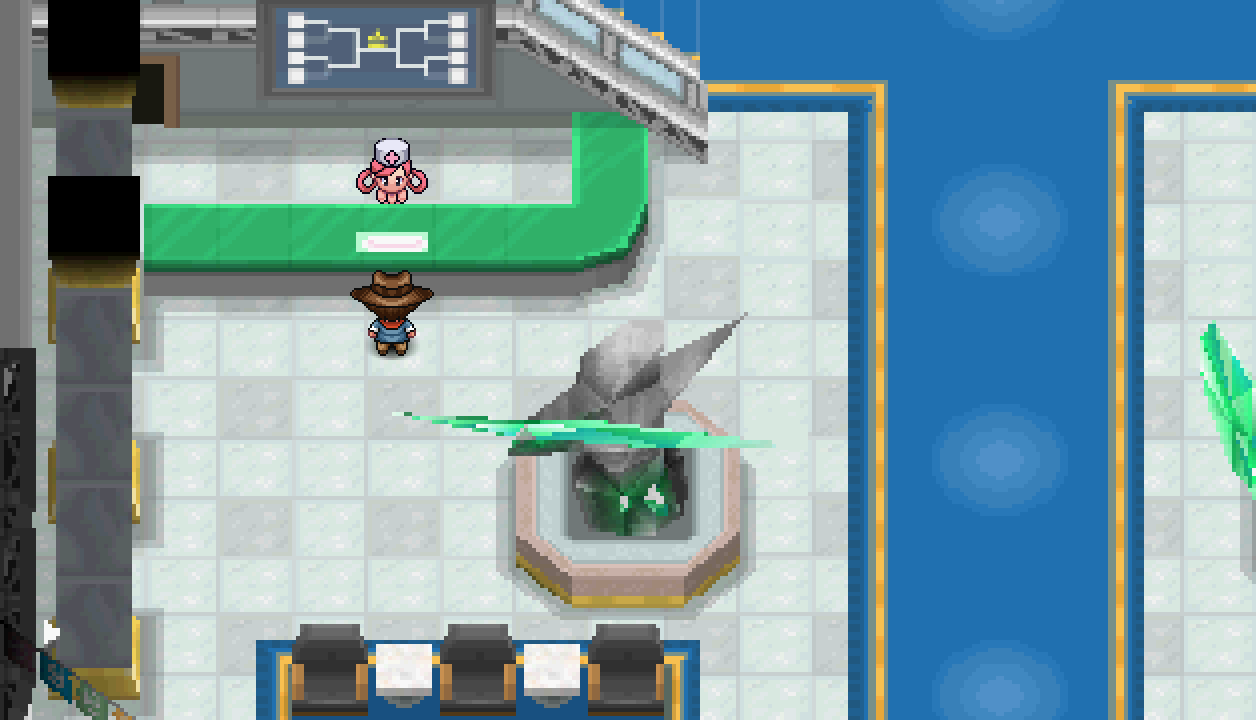 The Crew Wars Lobby map in PBO with Nurse Joy and the base exits