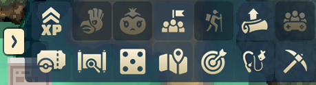 Two rows of tracker icons in the top-right corner of the screen