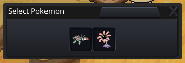 A trader's Select Pokemon list with two party Pokémon to choose from