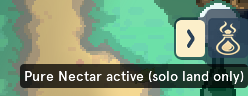 Game HUD with the Pure Nectar indicator and its tooltip