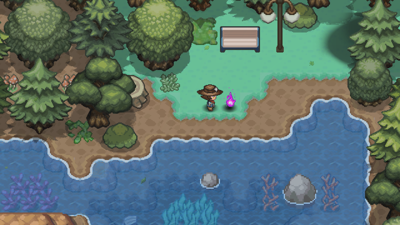 A small glowing spirit light on the grass by Lake Valor.