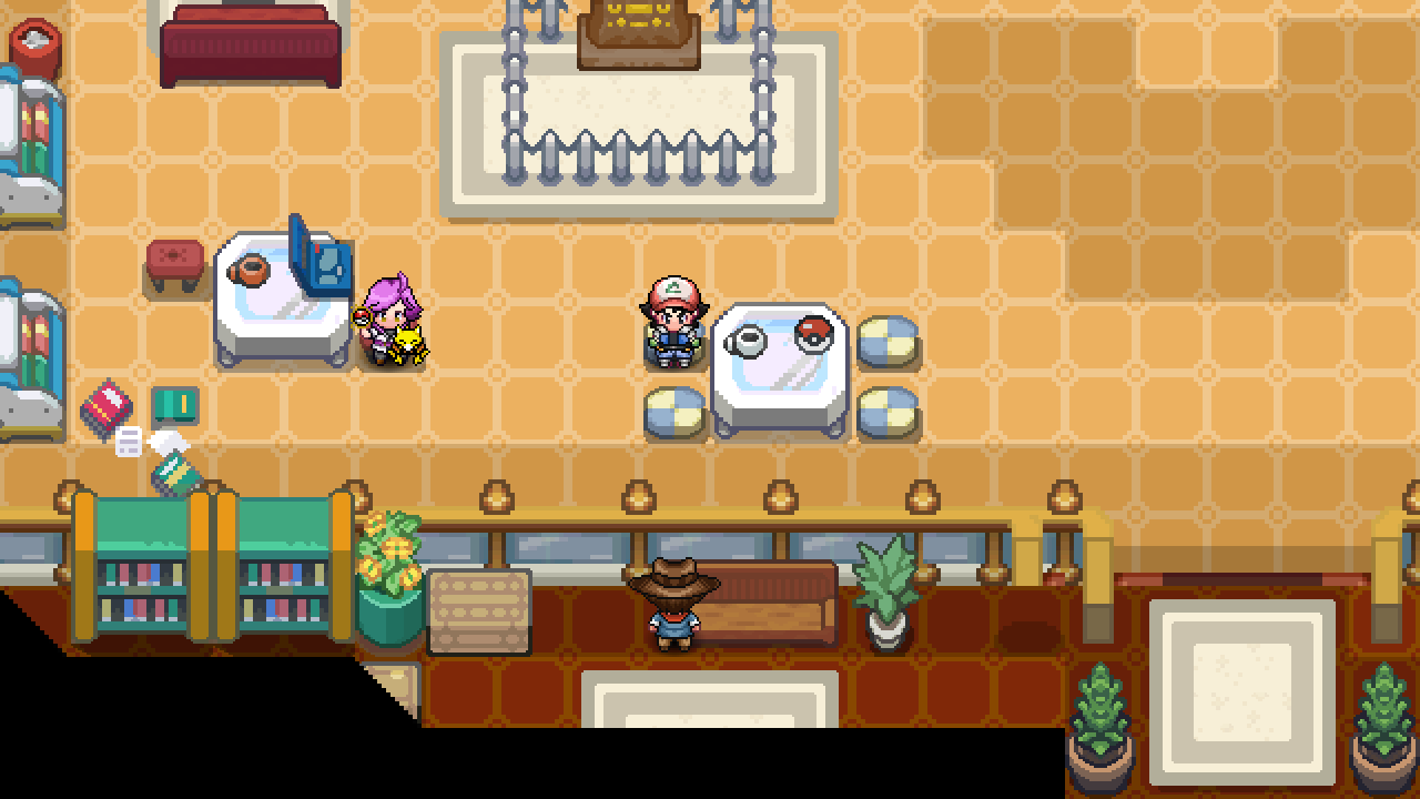 Ash standing in the lobby of the Kanto Pokémon League.