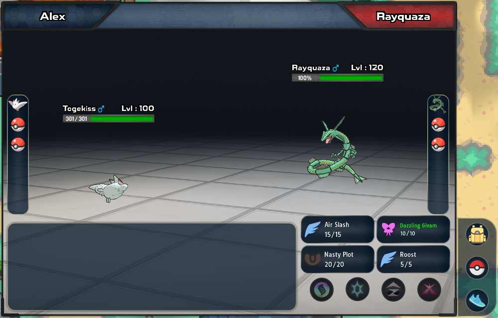 Battle against a level 120 Rayquaza at the top of the Dragon Tower